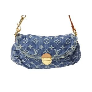 Louis Vuitton denim leather handbag Monogram Pleaty